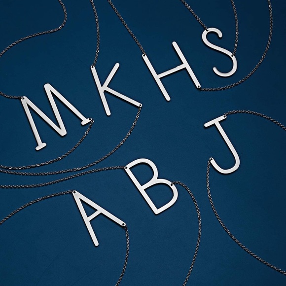 Silver Initial Pendant Necklace Letters A-Z - Picture 4 of 4